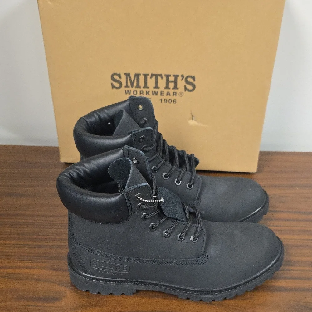 Smith Workwear Black Leather Boots Men's Size 8.5 SM10011 001